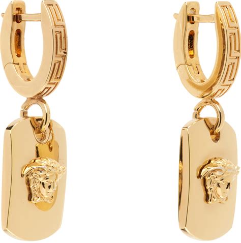 versace gold medusa chain drop earrings|versace medusa hoop earrings.